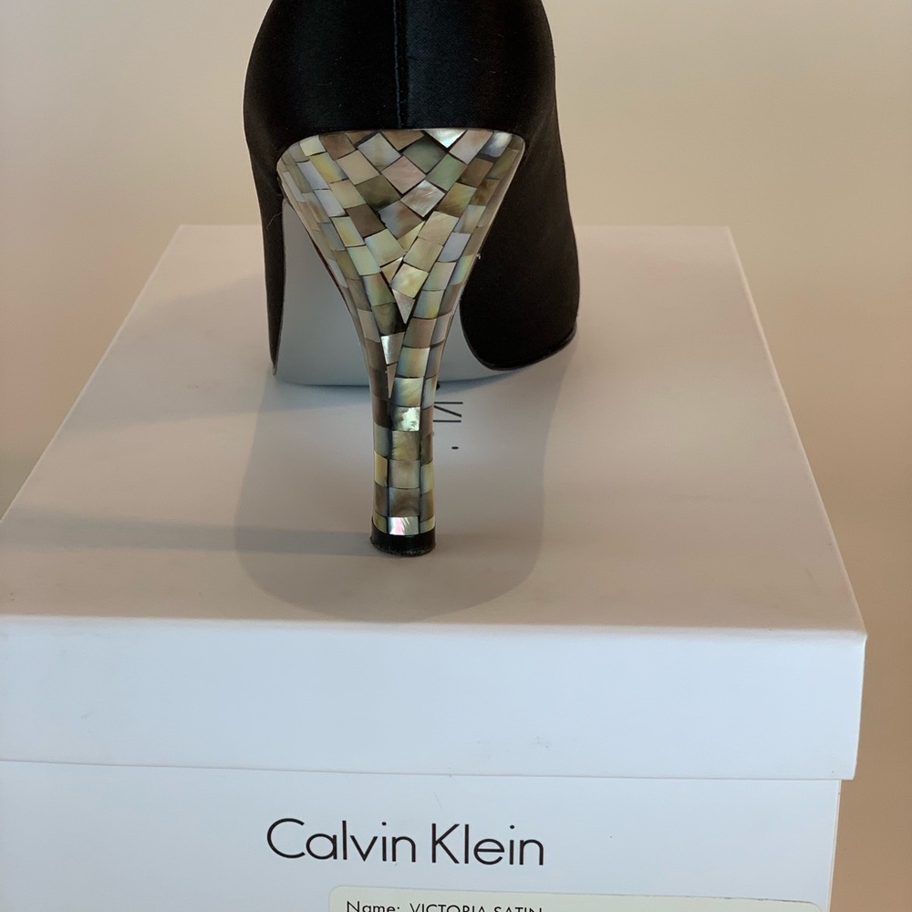 Calvin Klein black satin heels